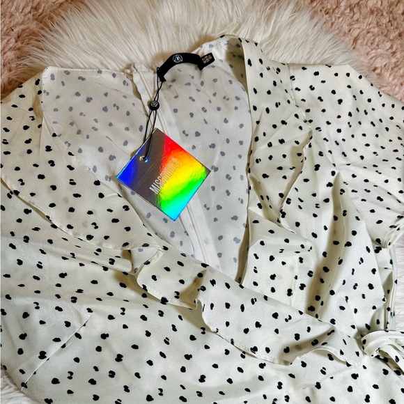NWT Missguided Polka Dot Wrap Mini Dress - Picture 6 of 6